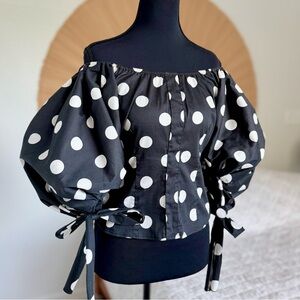 Caroline Constas B&W Nella Polka Dot Top size Medium LIKE NEW 🖤⚪️